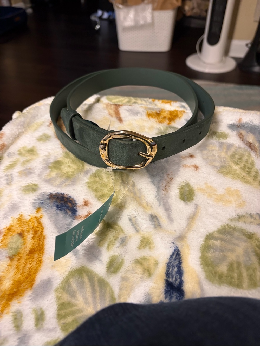Maurices Dark Green Belt with Gold Buckle